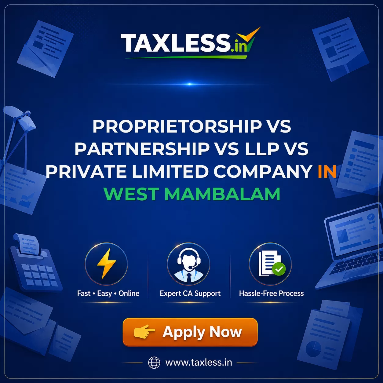 Proprietorship vs Partnership vs LLP vs Private Limited Company in West Mambalam