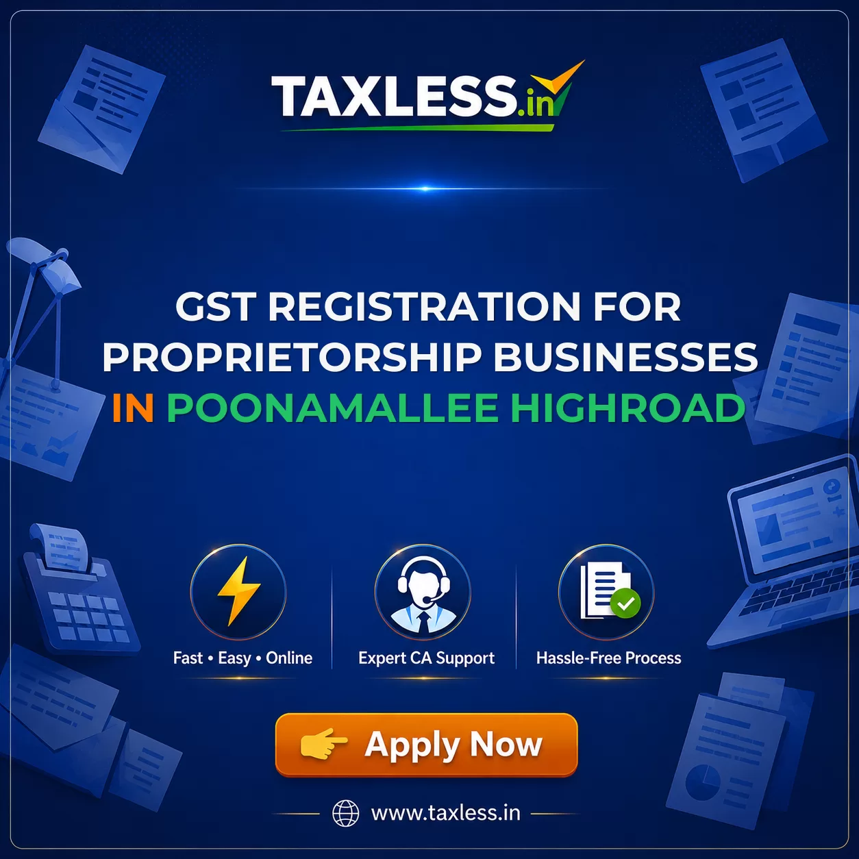 GST Registration for Proprietorship Businesses in Poonamallee Highroad