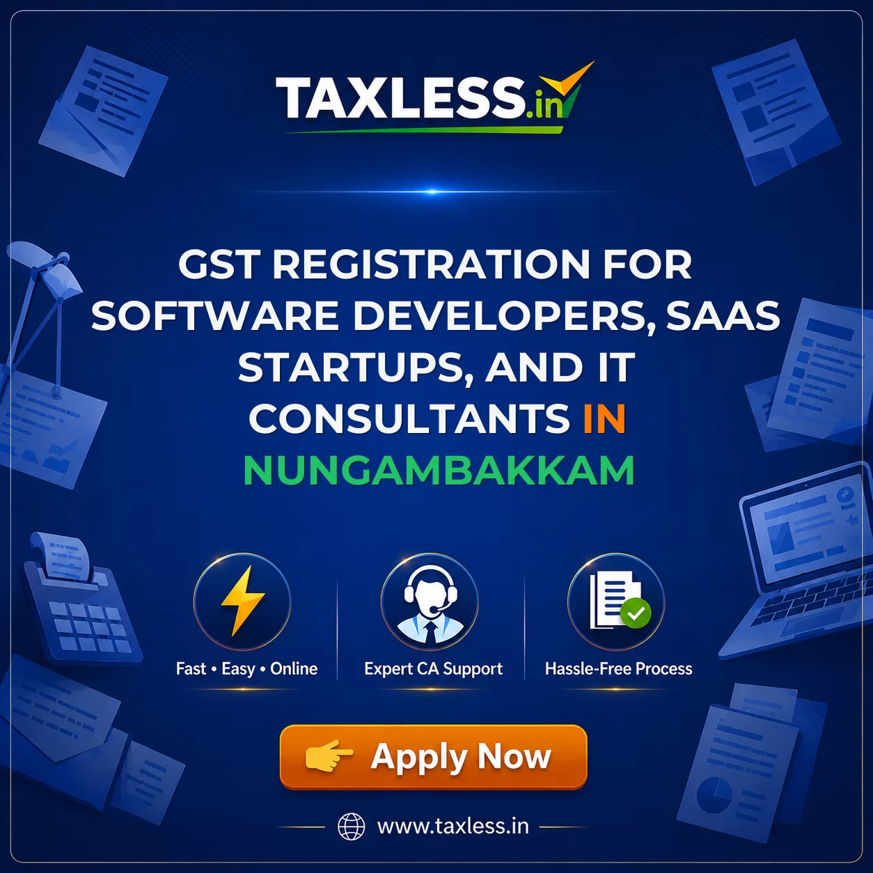 GST Registration for Software Developers, SaaS Startups, and IT Consultants in Nungambakkam