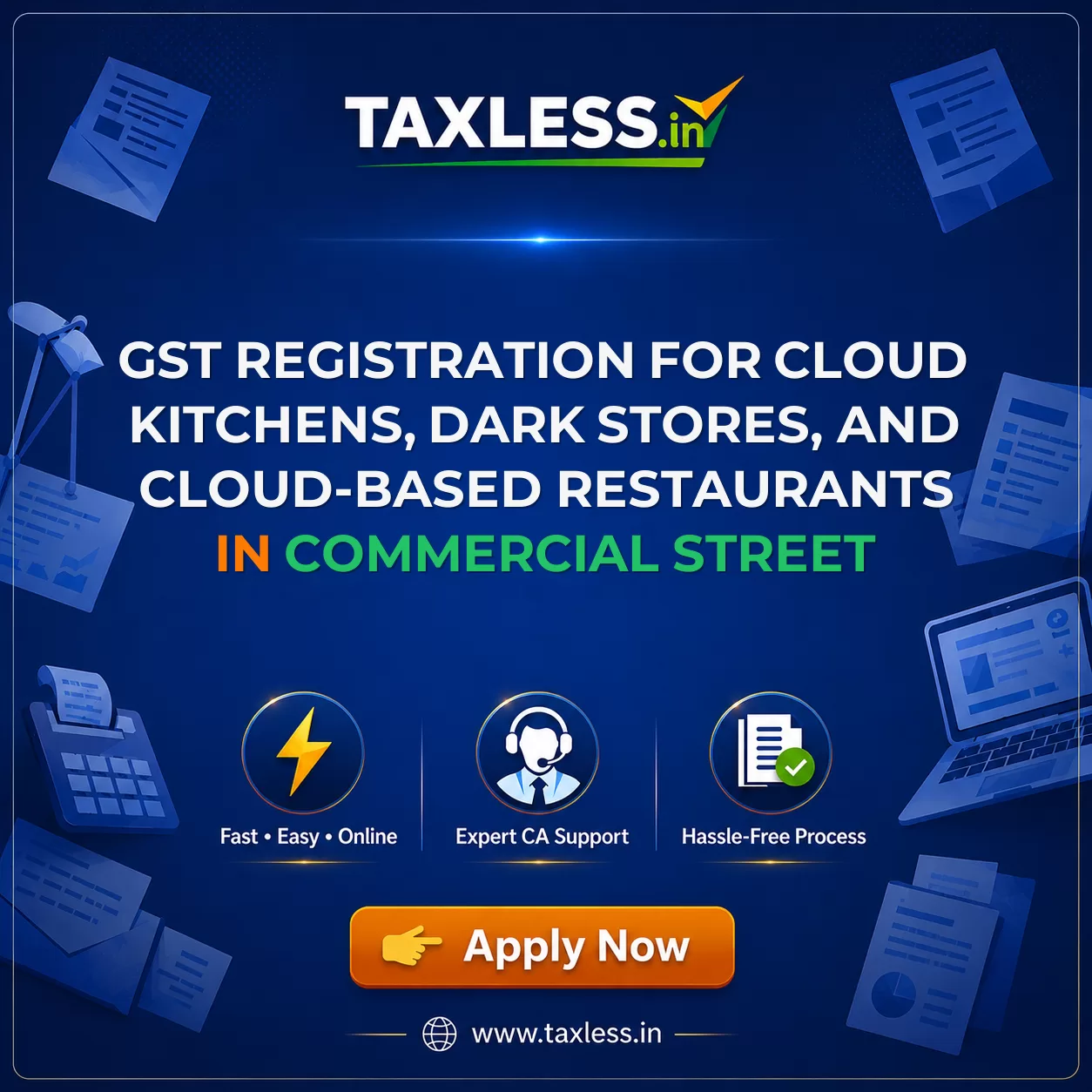 GST Registration for Cloud Kitchens, Dark Stores, and Cloud-Based Restaurants in Commercial Street