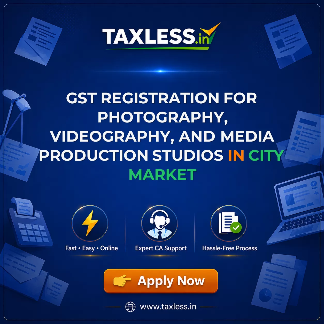 GST Registration for Photography, Videography, and Media Production Studios in City Market