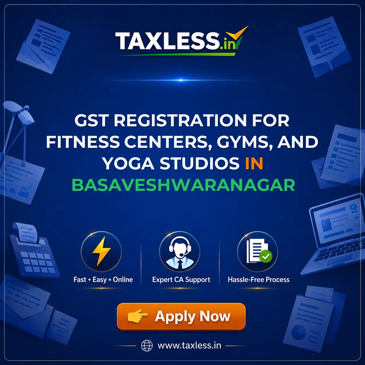 GST Registration for Fitness Centers, Gyms, and Yoga Studios in Basaveshwaranagar