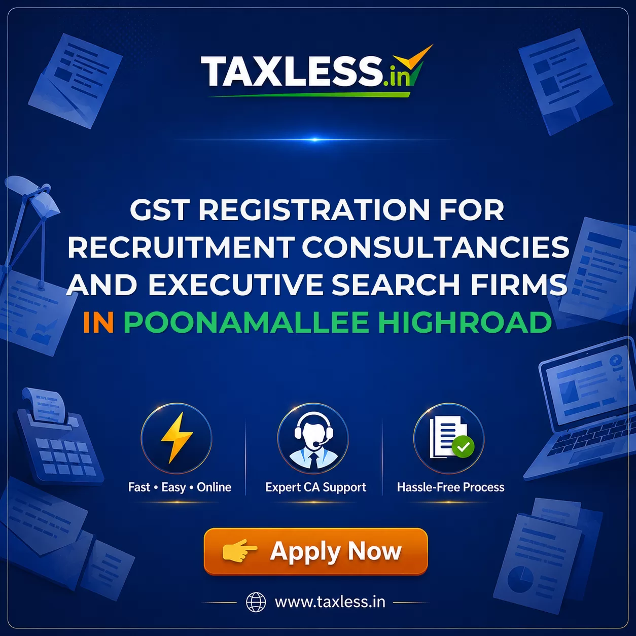 GST Registration for Recruitment Consultancies and Executive Search Firms in Poonamallee Highroad