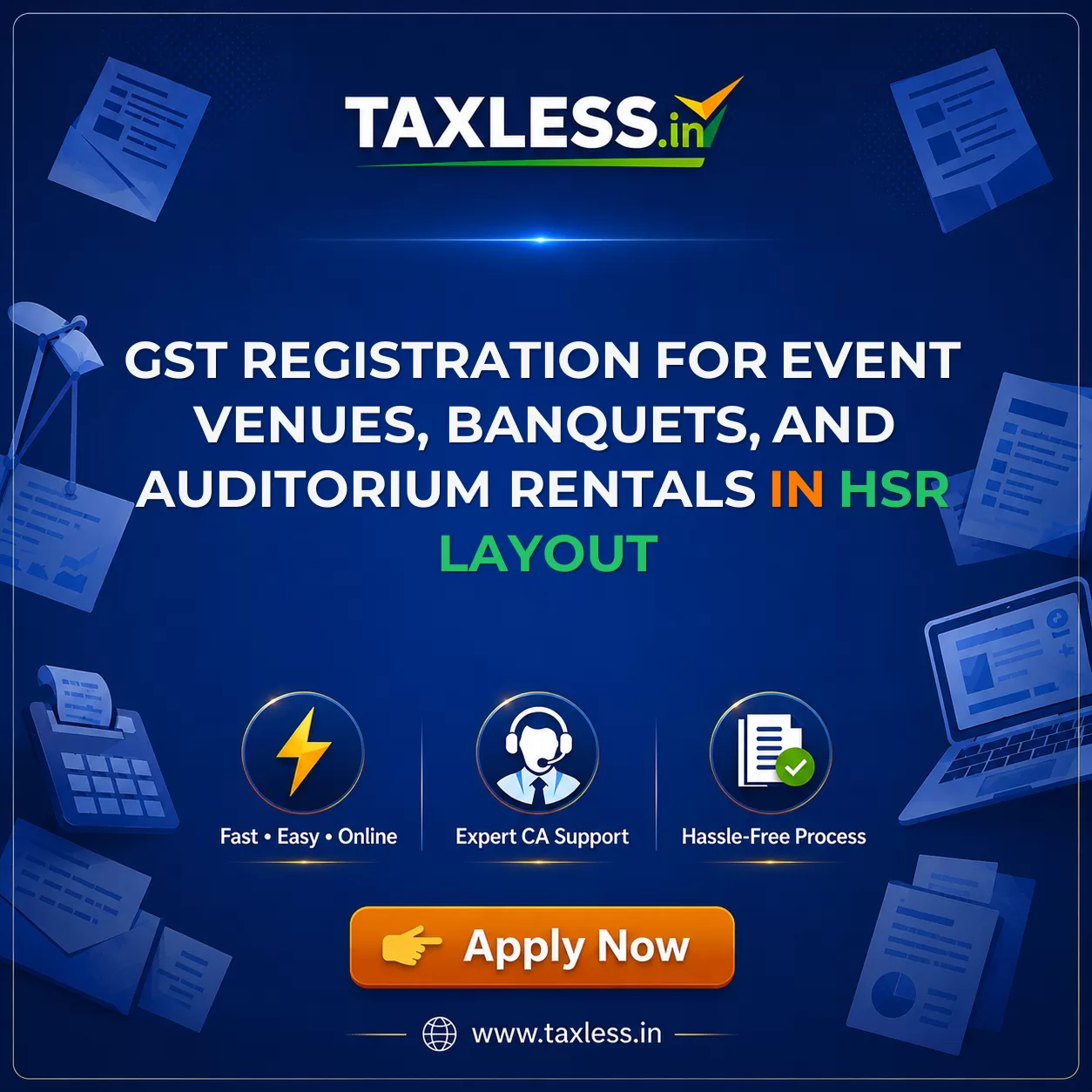 GST Registration for Event Venues, Banquets, and Auditorium Rentals in Hsr Layout