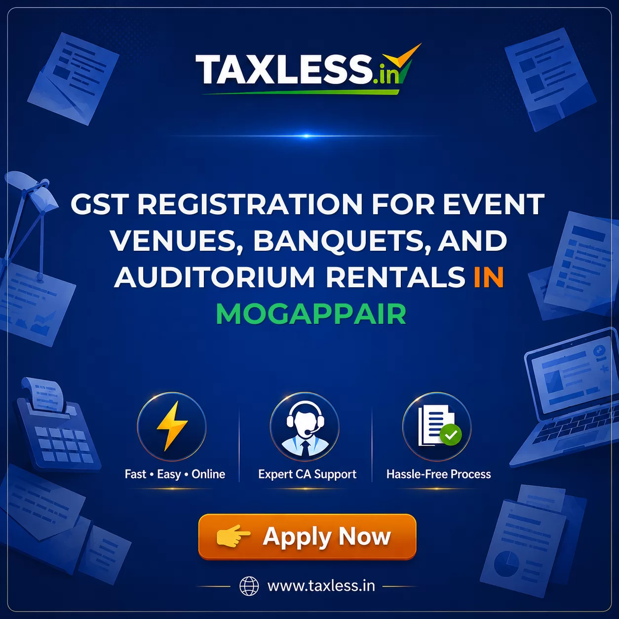 GST Registration for Event Venues, Banquets, and Auditorium Rentals in Mogappair