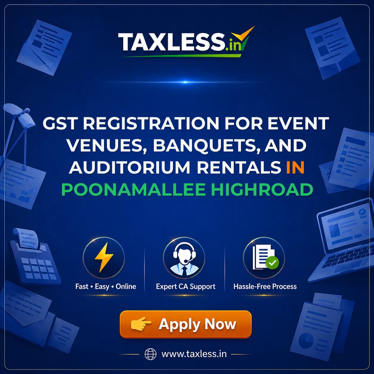 GST Registration for Event Venues, Banquets, and Auditorium Rentals in Poonamallee Highroad