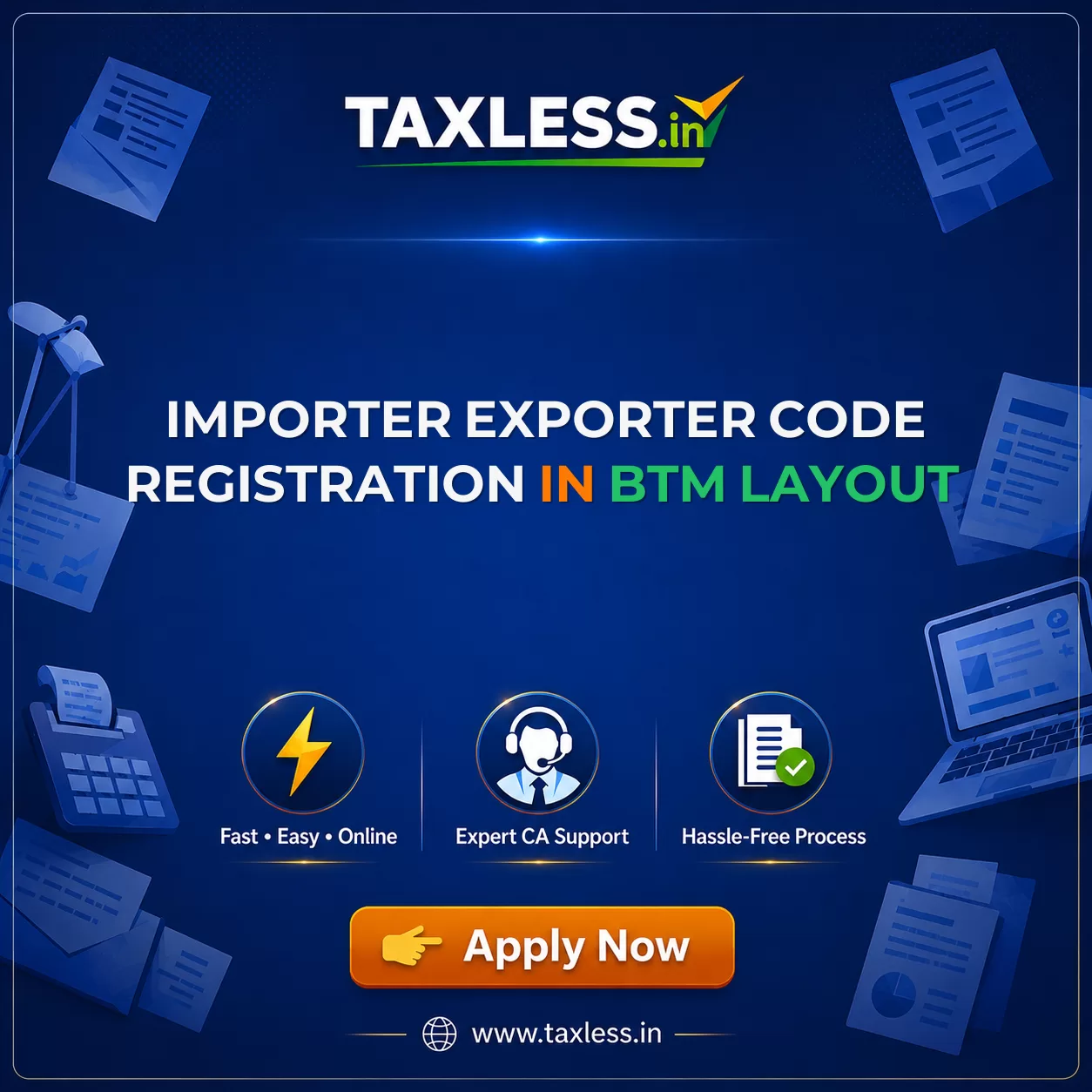 Importer Exporter Code Registration in Btm Layout
